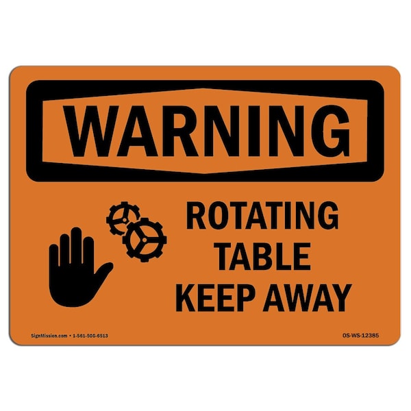 OSHA WARNING Sign, Rotating Parts Keep Away W/ Symbol, 18in X 12in Aluminum, 12" W, 18" L, Landscape